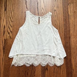 Heart & Hips White Ivory Open Back Lace Tank Top Small S
